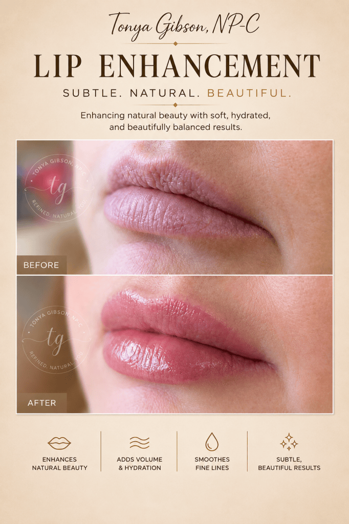 Lip enhancement before and after - added volume and hydration